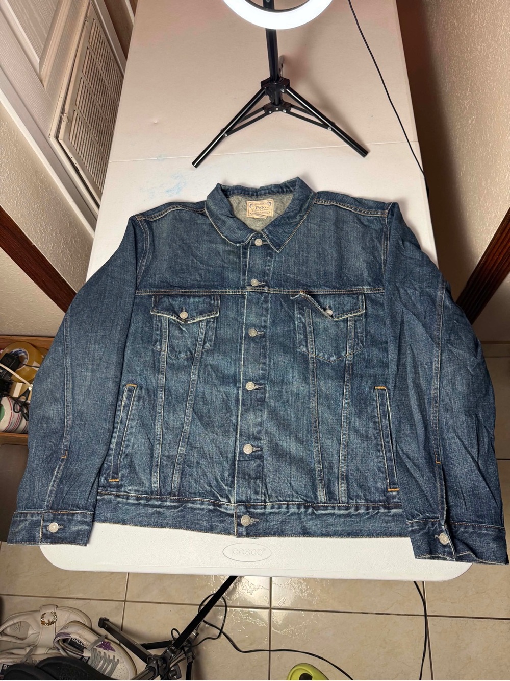 New Polo Ralph Lauren Blue Core Replen Long Sleeve Collared Trucker Jacket 3XB